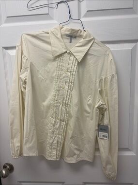 Metro Cream Pleated-Front balloon sleeve women’s Dress Shirt